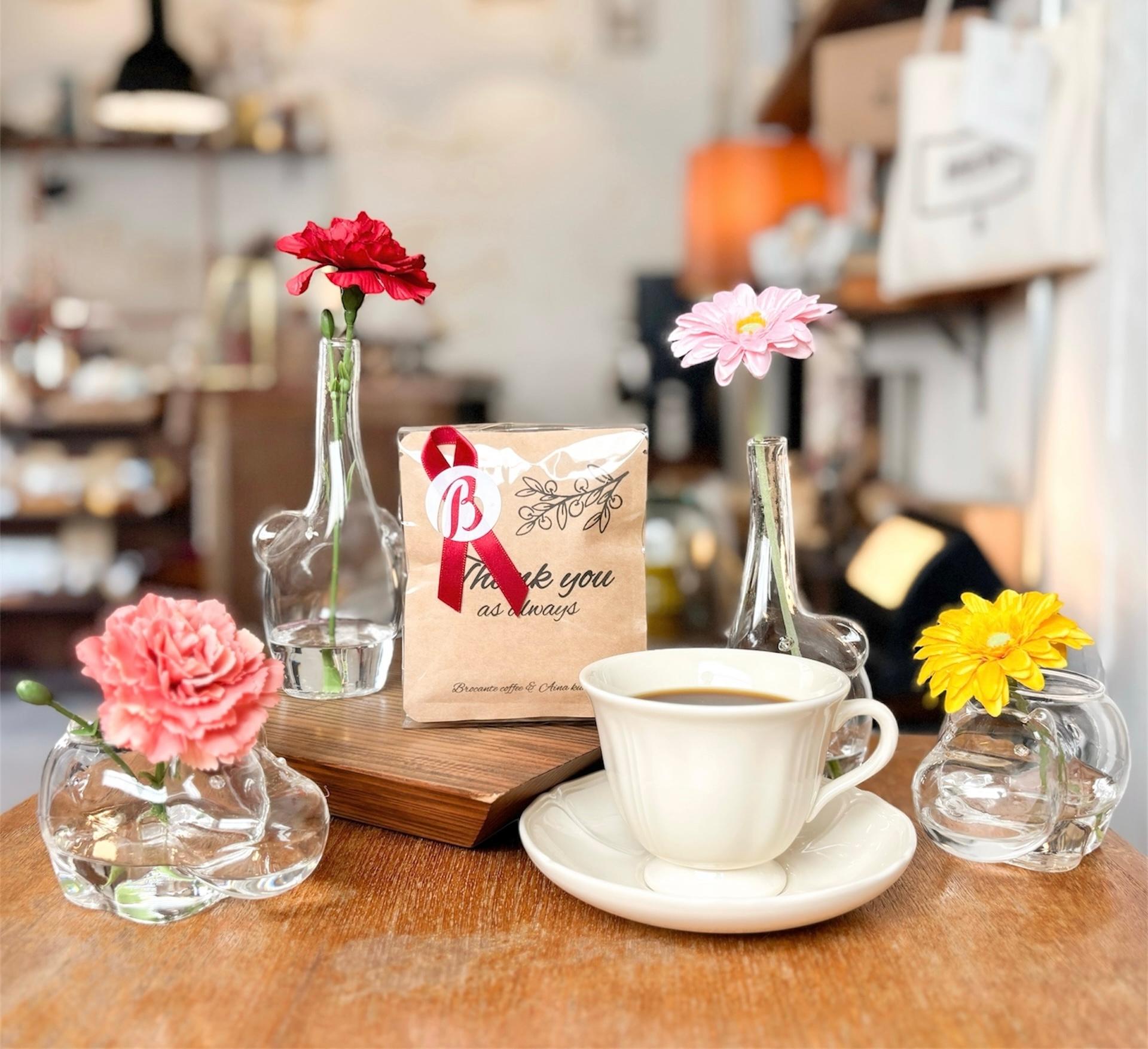 新作《母の日早割》 ［お花と珈琲の贈り物］選べるAnimalsフラワー/メッセージドリップ5個～